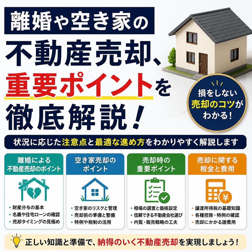 離婚や空き家の不動産売却、重要ポイントを徹底解説！
