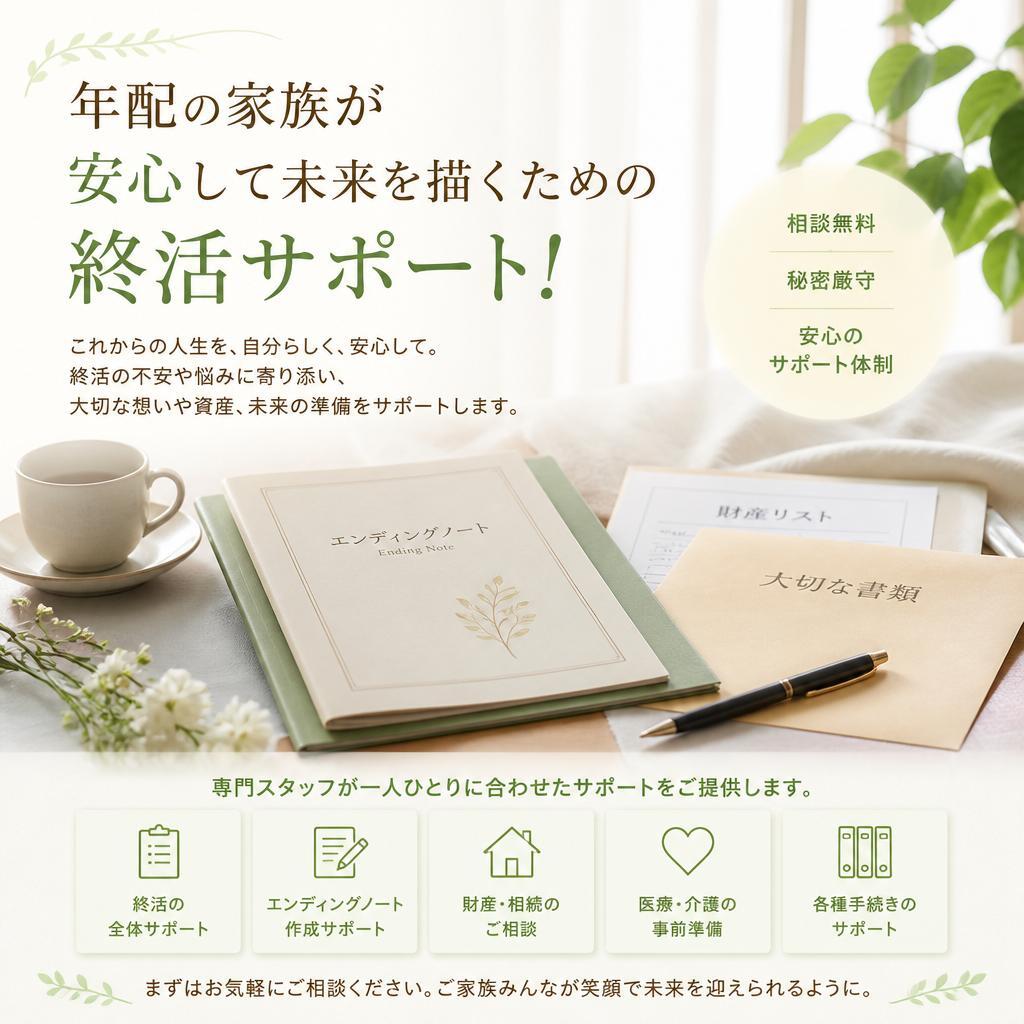 年配の家族が安心して未来を描くための終活サポート！