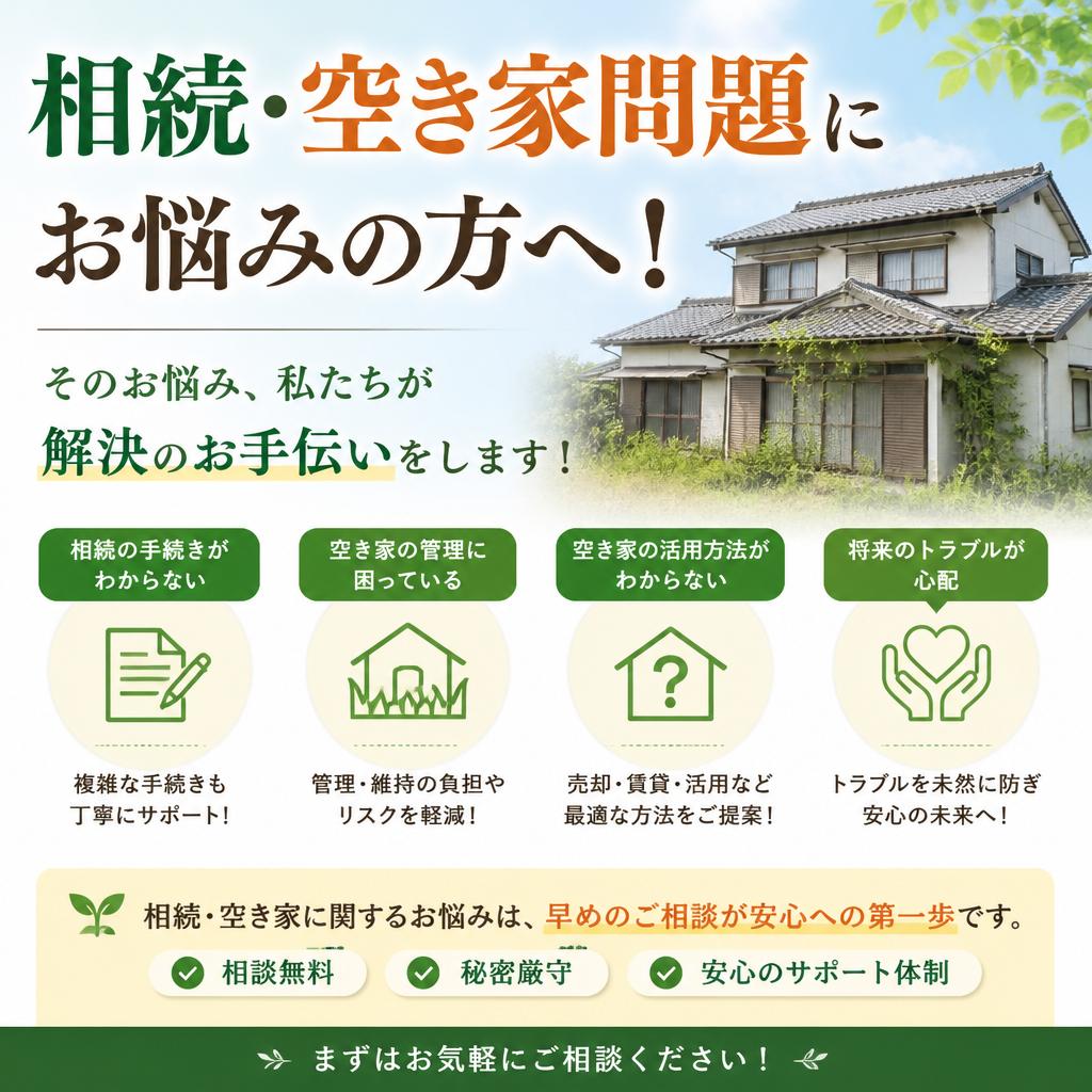 相続・空き家問題にお悩みの方へ！