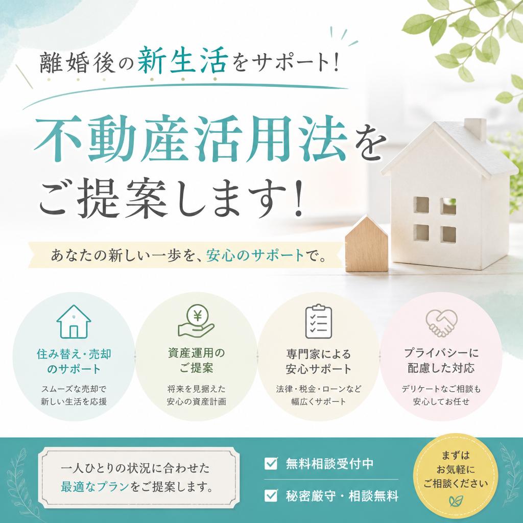 離婚後の新生活をサポート！不動産活用法をご提案します！