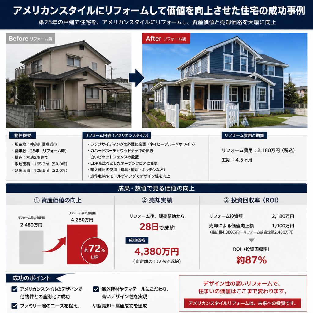 成功事例：アメリカンスタイルで価値を上げた住宅